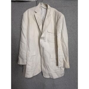 Inserch Blazer Sport Coat Mens 2XL White Linen Casual Wedding Summer Jacket